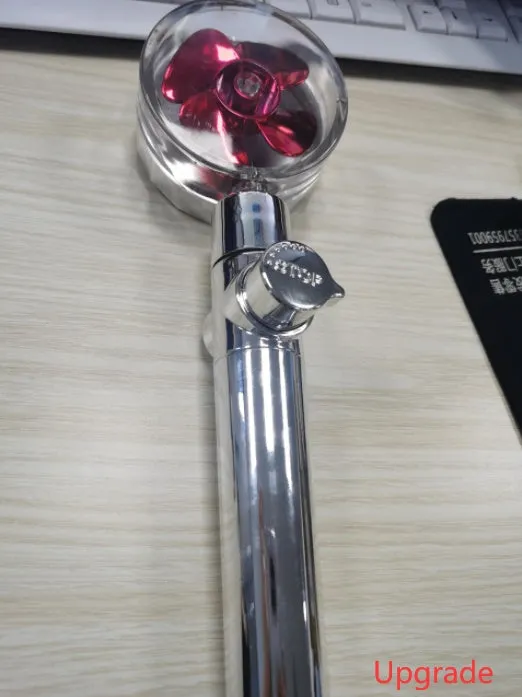 Turbo propeller shower head in gold with holder, ABS material, high-pressure rainfall design