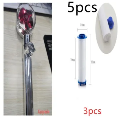 Turbo propeller shower head in gold with holder, ABS material, high-pressure rainfall design