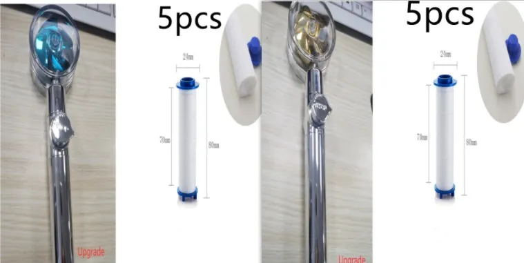 Turbo propeller shower head in gold with holder, ABS material, high-pressure rainfall design