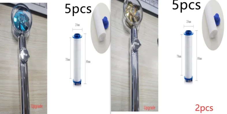 Turbo propeller shower head in gold with holder, ABS material, high-pressure rainfall design