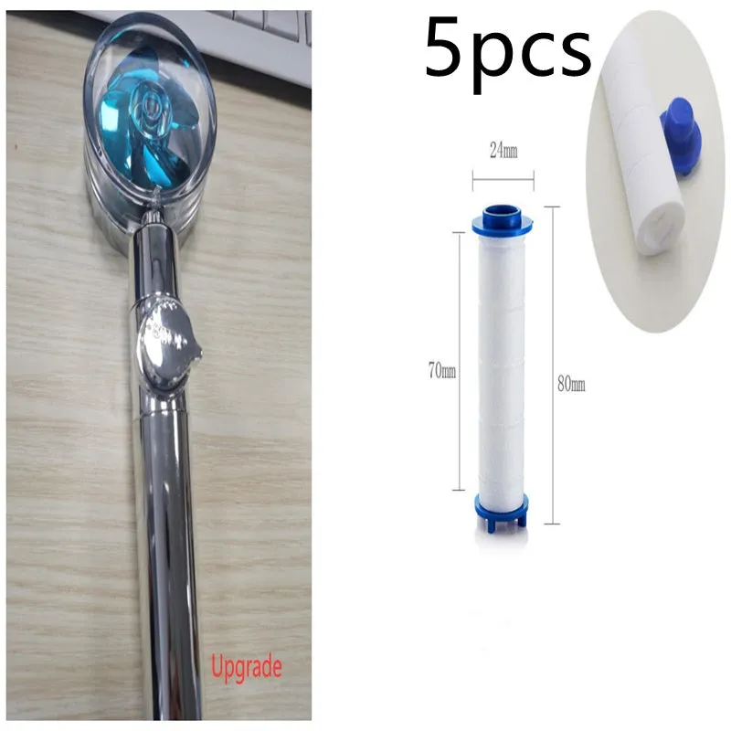 Turbo propeller shower head in gold with holder, ABS material, high-pressure rainfall design