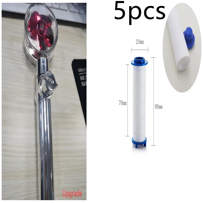 Turbo propeller shower head in gold with holder, ABS material, high-pressure rainfall design