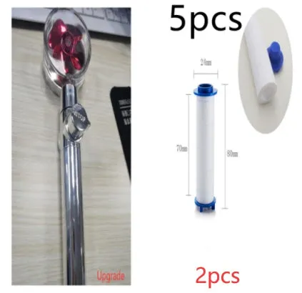 Turbo propeller shower head in gold with holder, ABS material, high-pressure rainfall design
