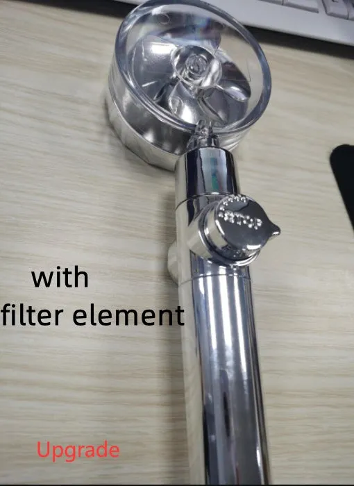 Turbo propeller shower head in gold with holder, ABS material, high-pressure rainfall design