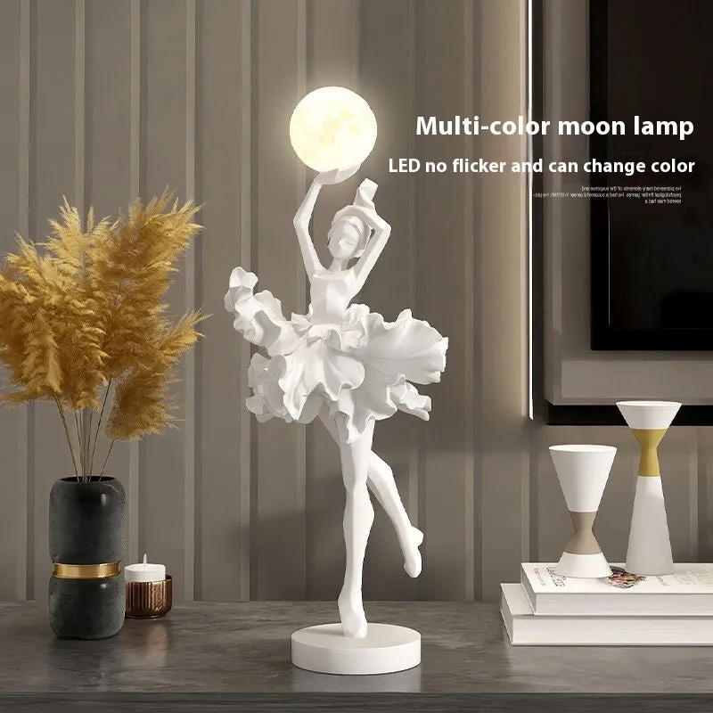 Art Girl style resin night lamp with USB charging cable in one of four colour options