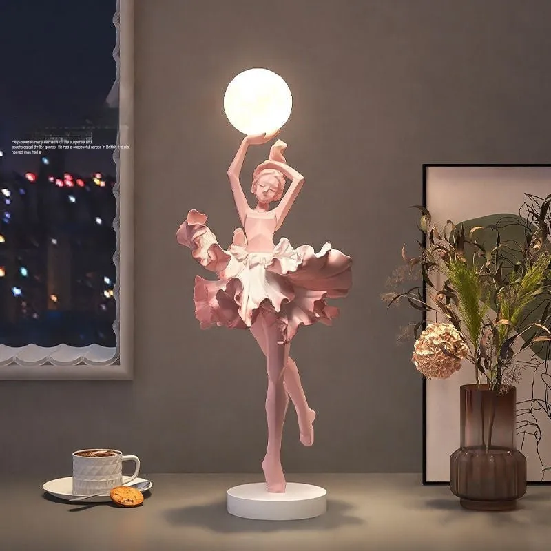 Art Girl style resin night lamp with USB charging cable in one of four colour options