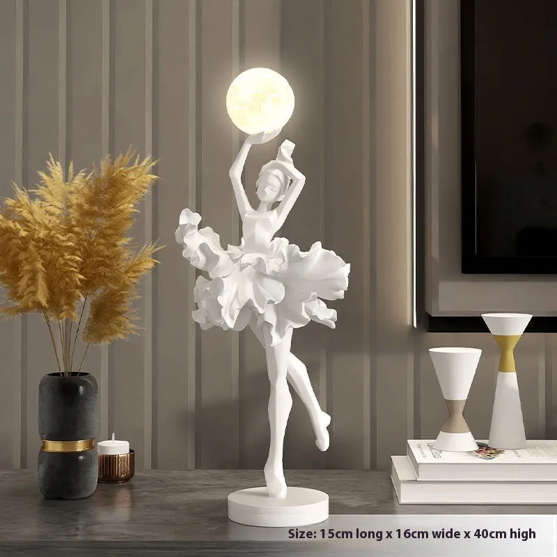 Art Girl style resin night lamp with USB charging cable in one of four colour options
