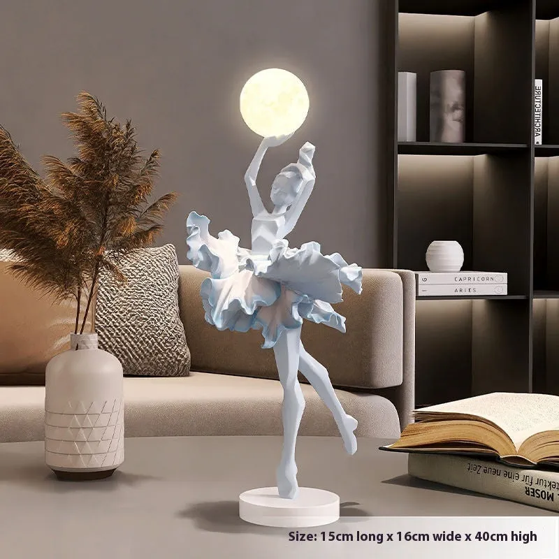 Art Girl style resin night lamp with USB charging cable in one of four colour options