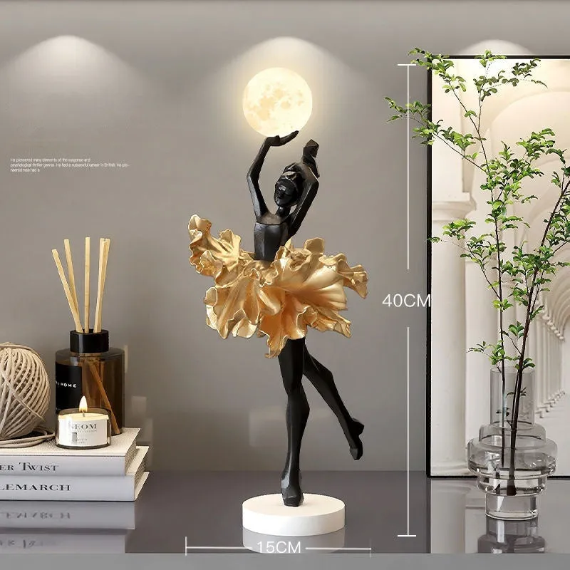 Art Girl style resin night lamp with USB charging cable in one of four colour options
