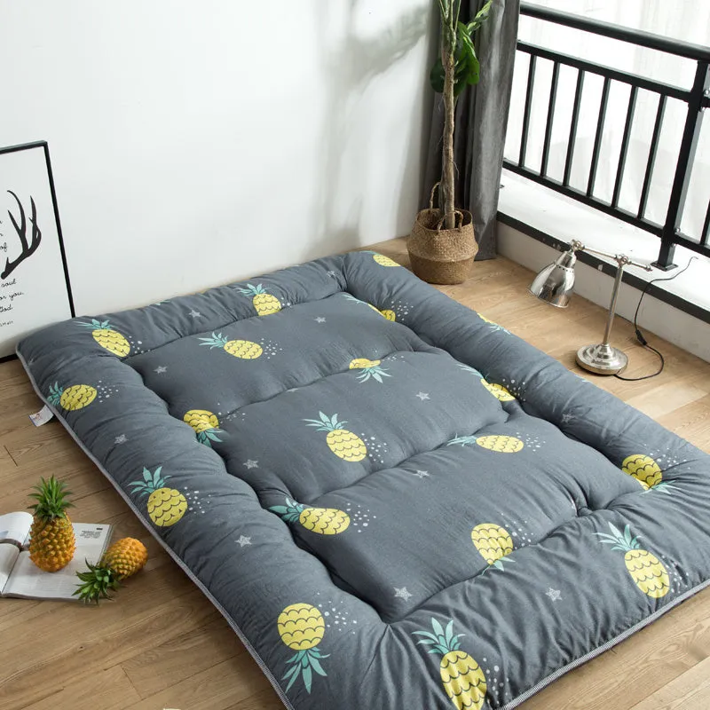 Thickened 10cm foldable tatami floor mat in dark blue, polyester fibre filling, dormitory bedroom use