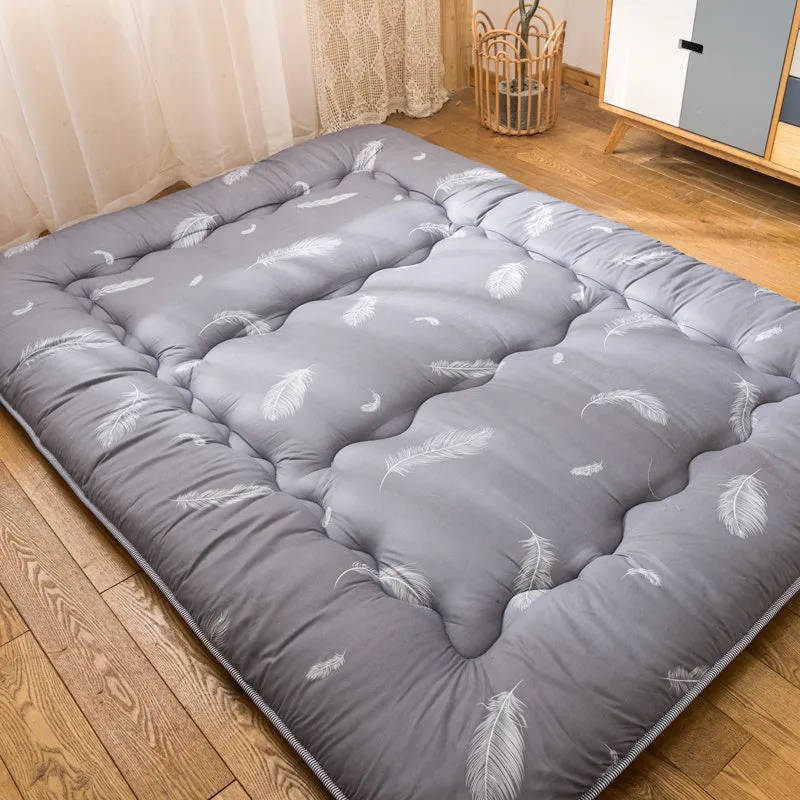 Thickened 10cm foldable tatami floor mat in dark blue, polyester fibre filling, dormitory bedroom use