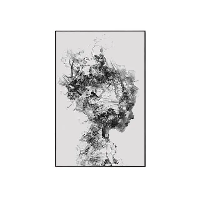 Modern frameless canvas wall art with a character print on non-woven fabric, rectangular shape, suitable for living room decoration