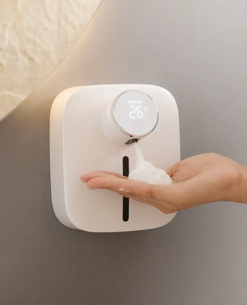 Wall mounted smart sensor soap dispenser in ceramic white with 320mL tank and induction function