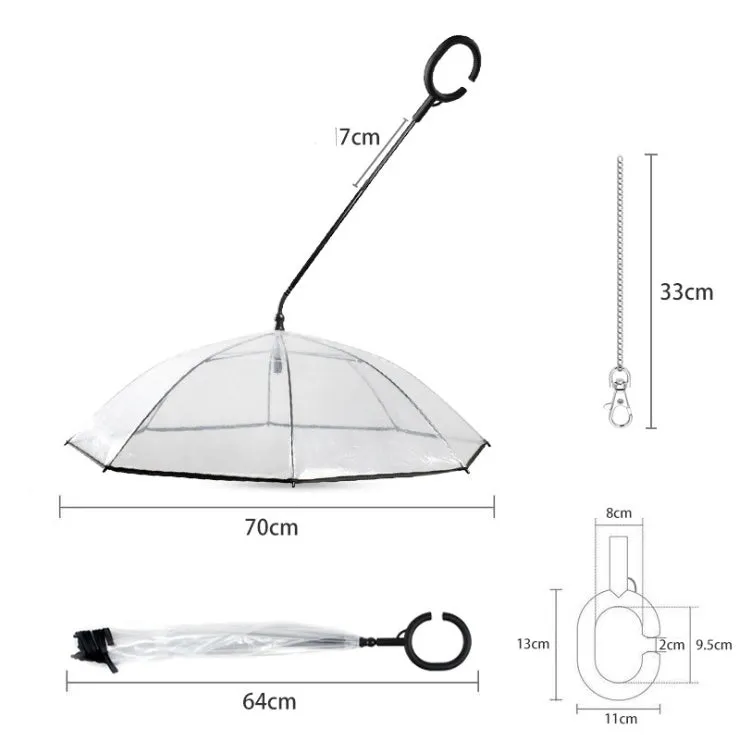 White transparent pet C type umbrella with adjustable steering and C-shaped handle