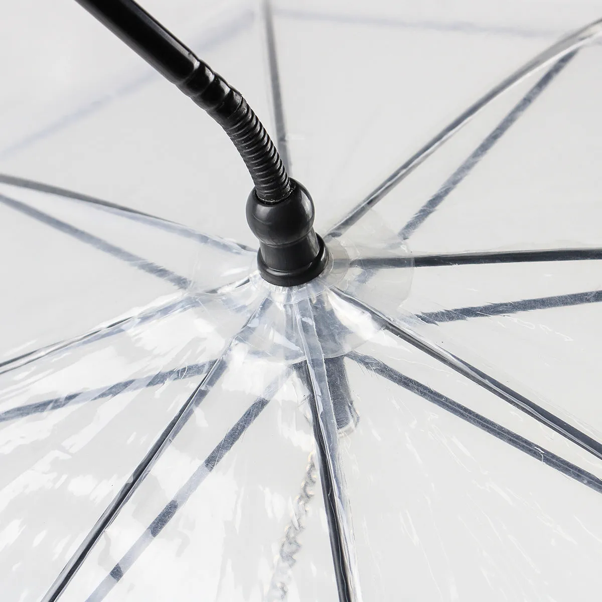 White transparent pet C type umbrella with adjustable steering and C-shaped handle