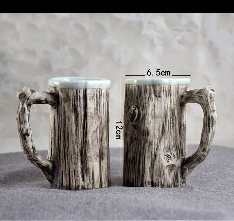 Hot Bark Mug creative irregular shaped porcelain ceramic cup 300ml on table