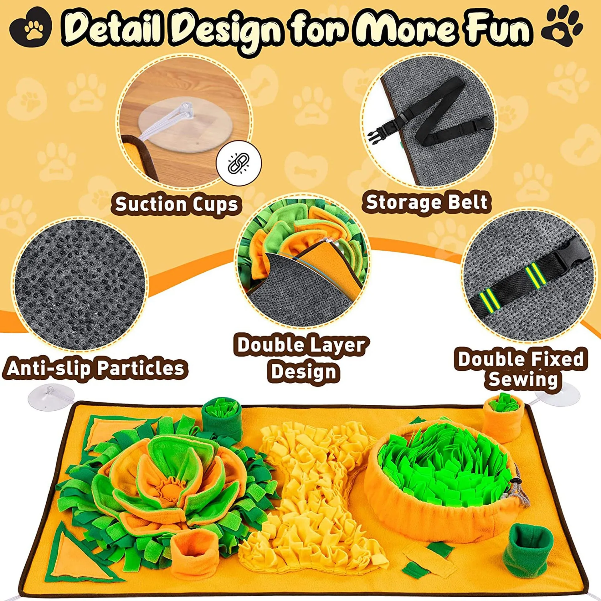 Large green plush snuffle mat for dogs to sniff treats from folds during interactive feeding