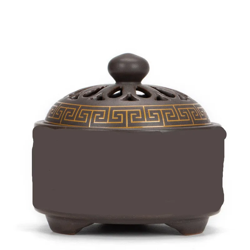 Handmade ceramic cloisonne incense burner with backward smoke channel in classic Dehua style