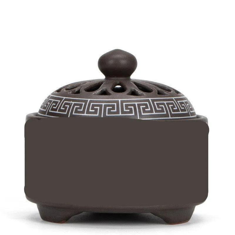 Handmade ceramic cloisonne incense burner with backward smoke channel in classic Dehua style