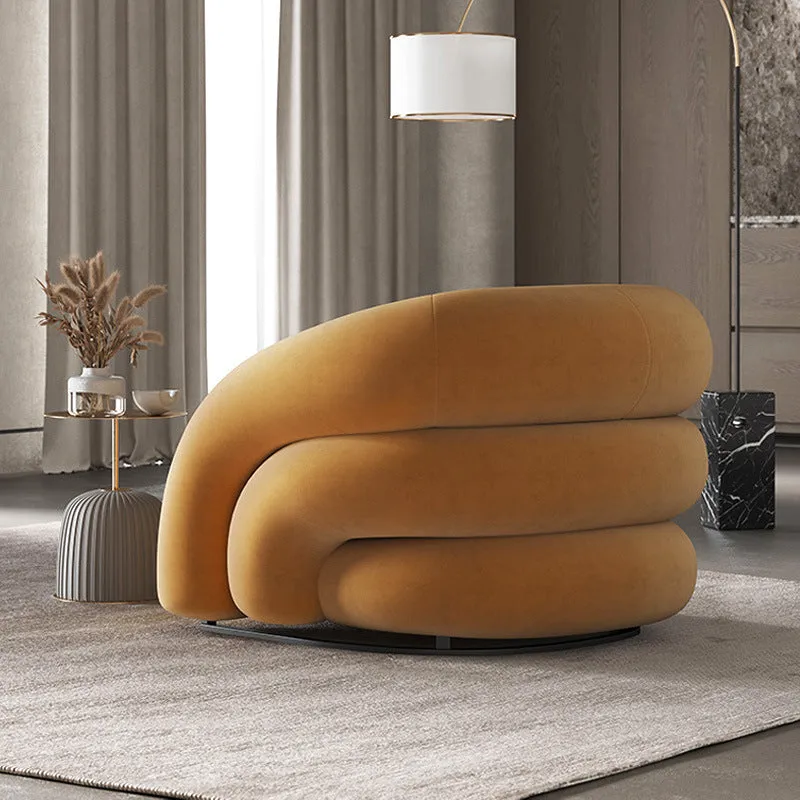 Modern Nordic lazy sofa with solid wood frame and soft upholstery