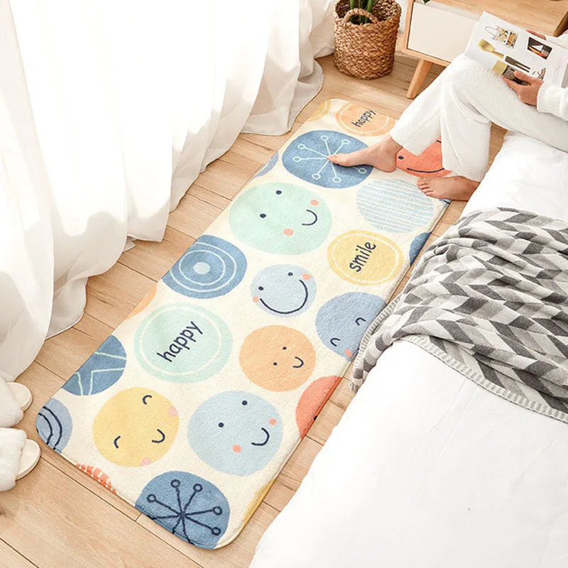 Cartoon rainbow printed non-slip polyester mat for living room or kids room, 40x120cm or 60x160cm