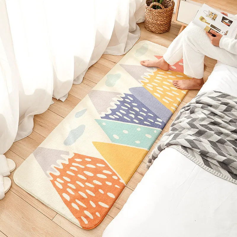 Cartoon rainbow printed non-slip polyester mat for living room or kids room, 40x120cm or 60x160cm