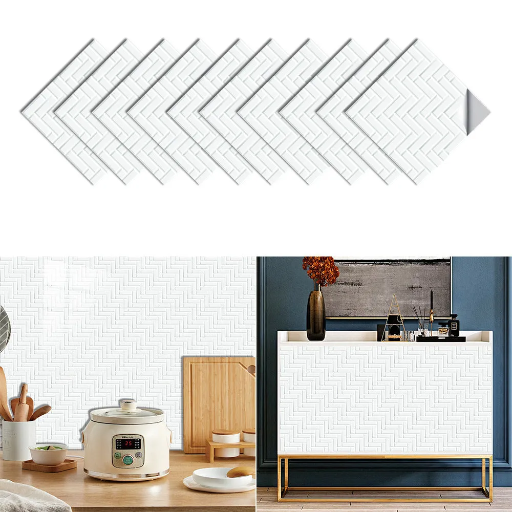 Set of 10 PVC removable wall stickers in 10x10cm and 15x15cm sizes, anti-fouling and anti-mildew, fashion simplicity style
