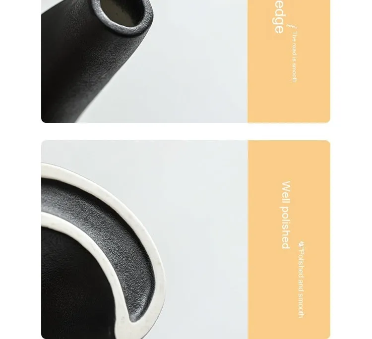 Ceramic shaped double vase in cream colour for Nordic home decoration on shelf
