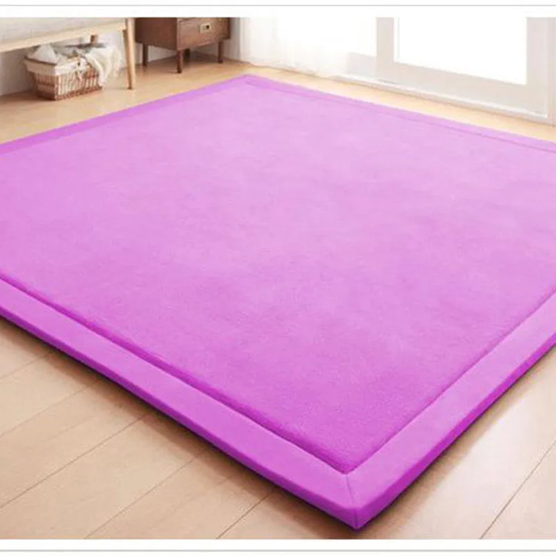 Thick coral velvet non-slip tatami mat in olive green, hand woven finish, placed on wooden floor