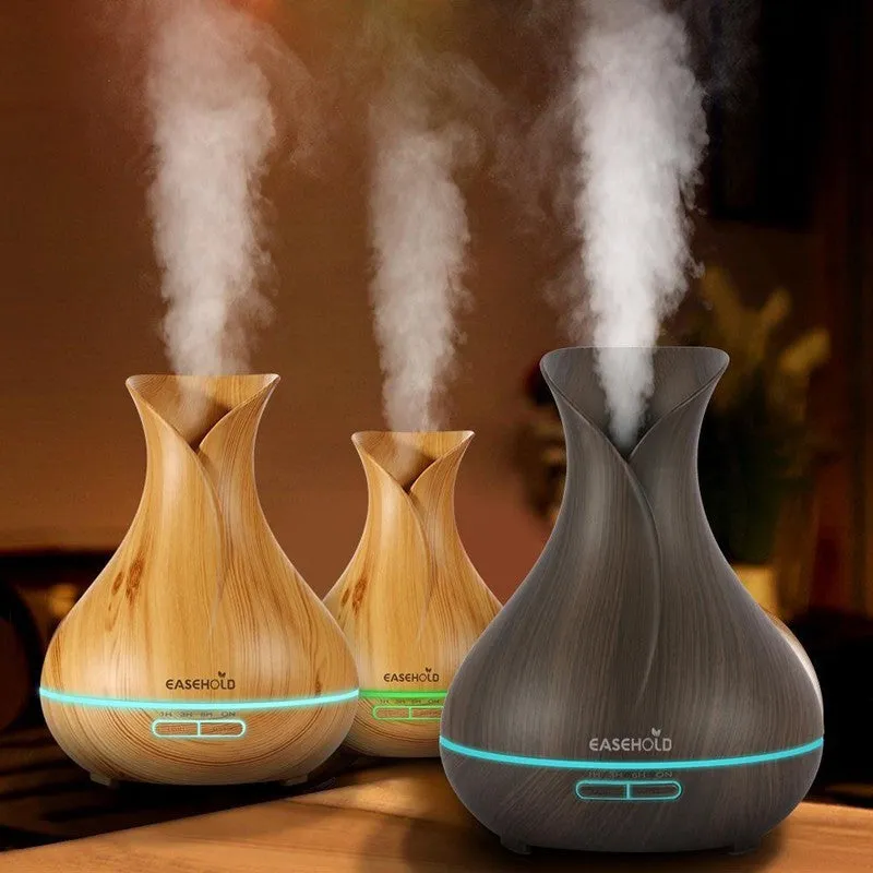 Simplicity 400ml ultrasonic essential oil diffuser with 7 colour LED lights in dark wood finish