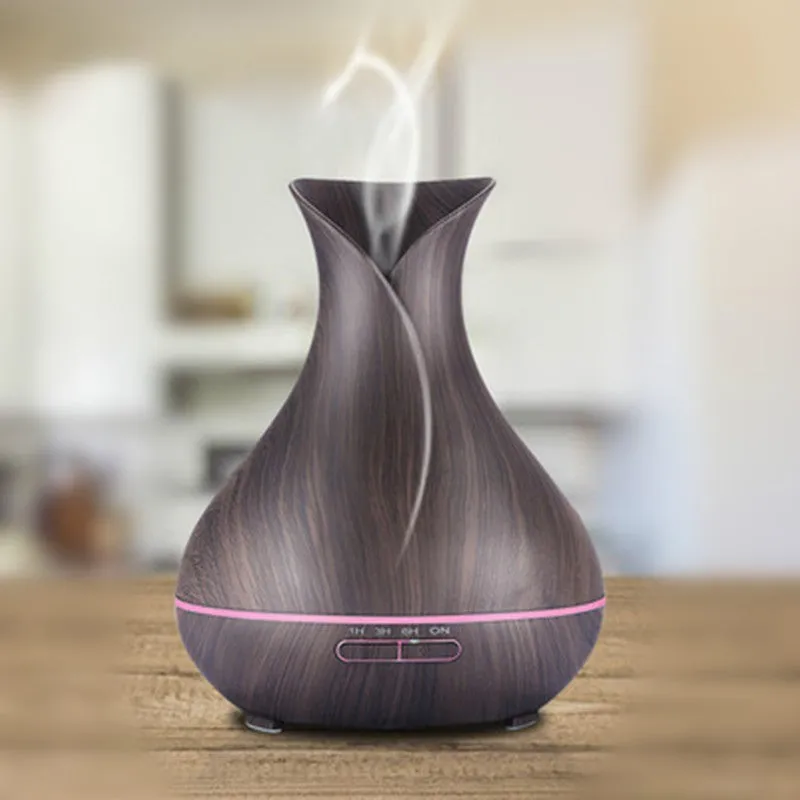 Simplicity 400ml ultrasonic essential oil diffuser with 7 colour LED lights in dark wood finish