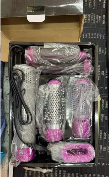 Men and women multifunctional hot air curling iron in plastic with constant temperature, pink colour, compact 32x12.5x12cm size