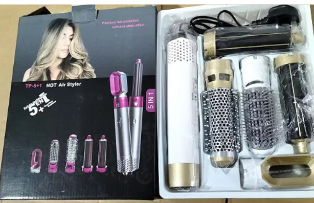 Men and women multifunctional hot air curling iron in plastic with constant temperature, pink colour, compact 32x12.5x12cm size