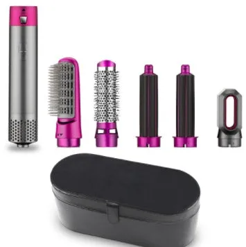 Men and women multifunctional hot air curling iron in plastic with constant temperature, pink colour, compact 32x12.5x12cm size