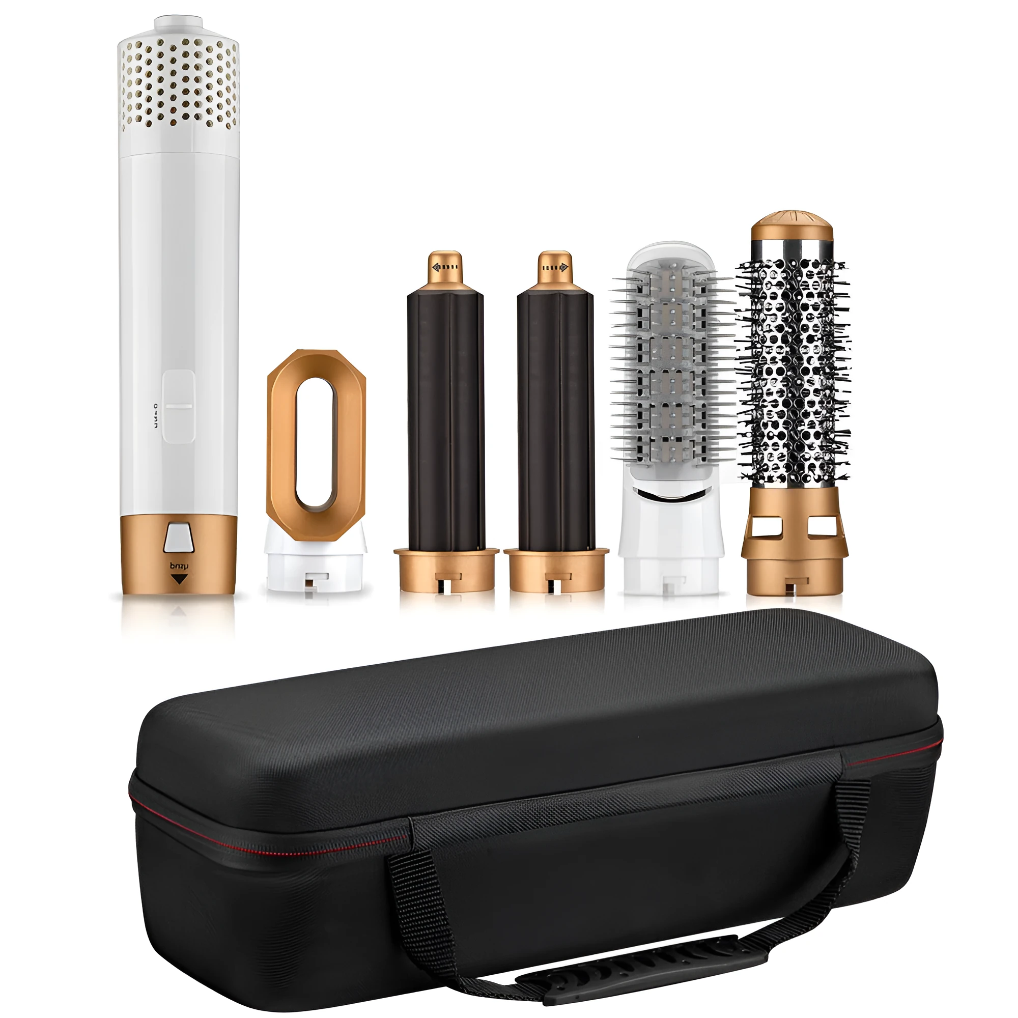 Men and women multifunctional hot air curling iron in plastic with constant temperature, pink colour, compact 32x12.5x12cm size
