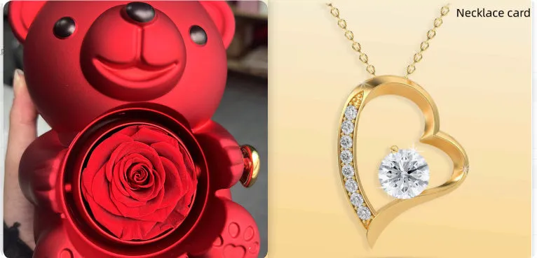 Rotating bear gift box jewellery storage 12x13x15.5cm plastic spray paint finish