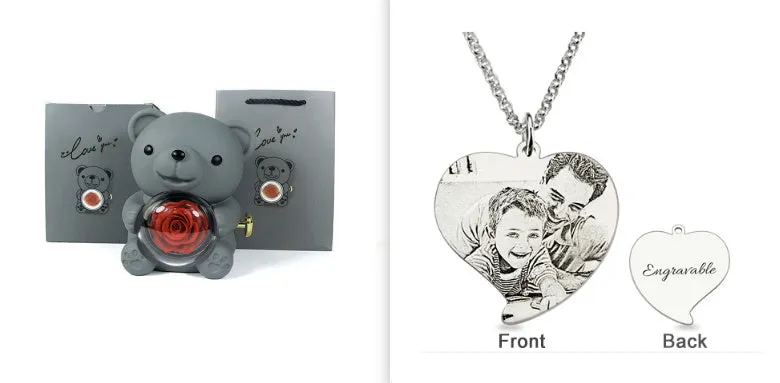 Rotating bear gift box jewellery storage 12x13x15.5cm plastic spray paint finish