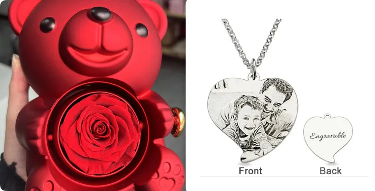 Rotating bear gift box jewellery storage 12x13x15.5cm plastic spray paint finish