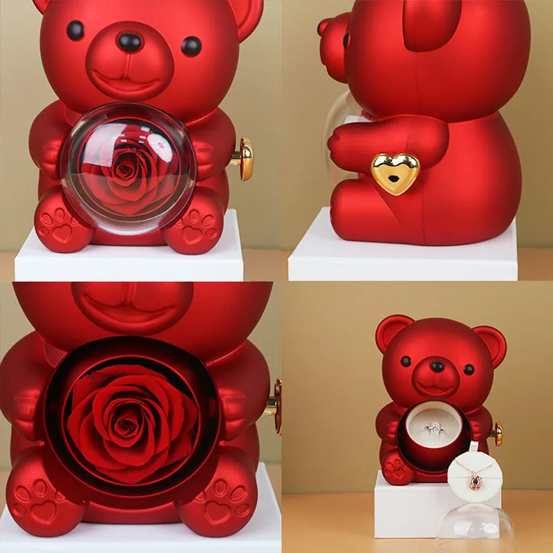 Rotating bear gift box jewellery storage 12x13x15.5cm plastic spray paint finish
