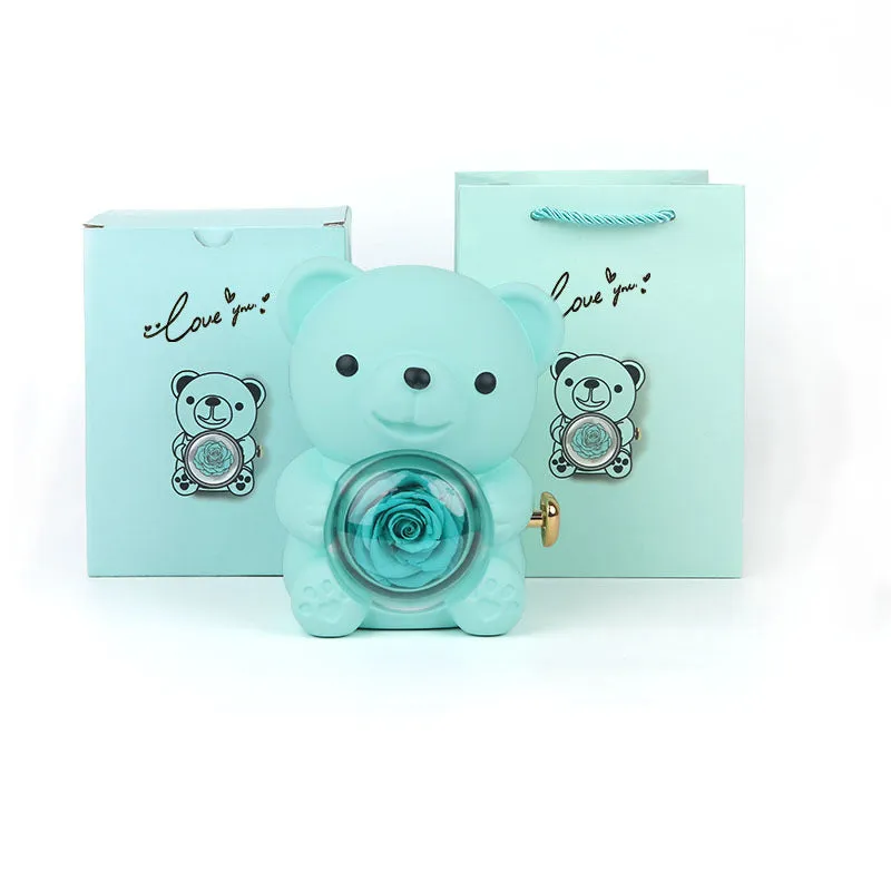 Rotating bear gift box jewellery storage 12x13x15.5cm plastic spray paint finish