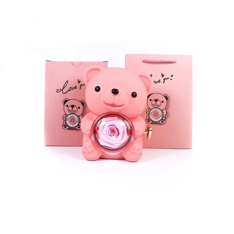 Rotating bear gift box jewellery storage 12x13x15.5cm plastic spray paint finish