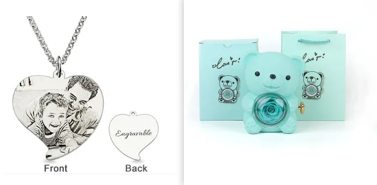 Rotating bear gift box jewellery storage 12x13x15.5cm plastic spray paint finish