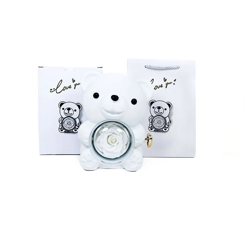 Rotating bear gift box jewellery storage 12x13x15.5cm plastic spray paint finish