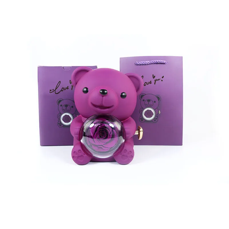 Rotating bear gift box jewellery storage 12x13x15.5cm plastic spray paint finish