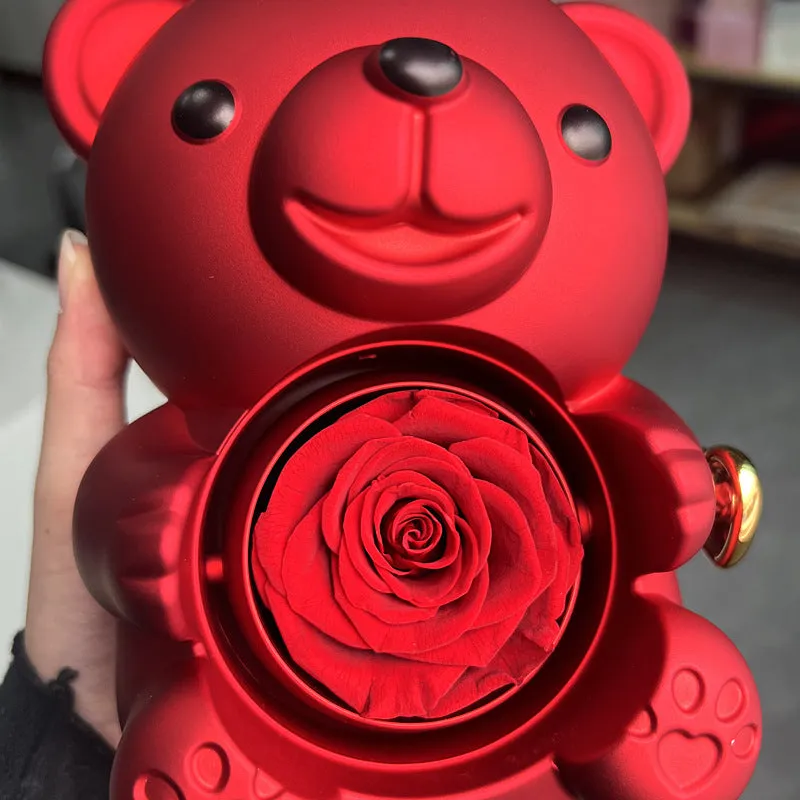 Rotating bear gift box jewellery storage 12x13x15.5cm plastic spray paint finish