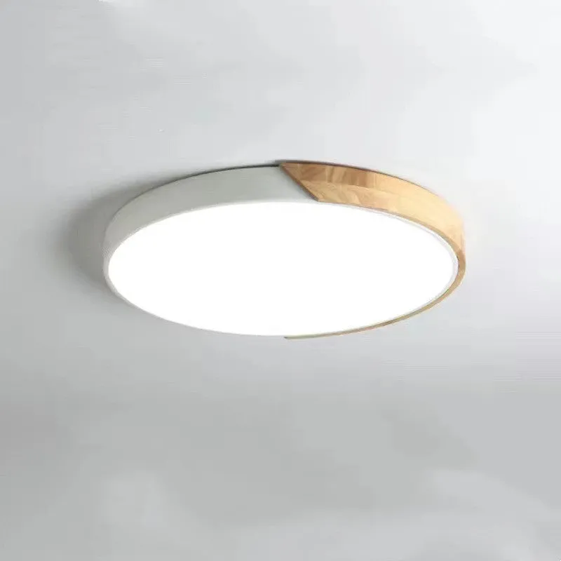 Modern minimalist ceiling lamp with white PVC lampshade and remote control for bedroom or living room
