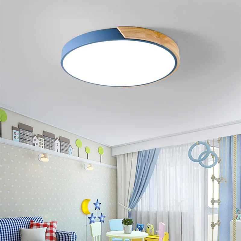 Modern minimalist ceiling lamp with white PVC lampshade and remote control for bedroom or living room