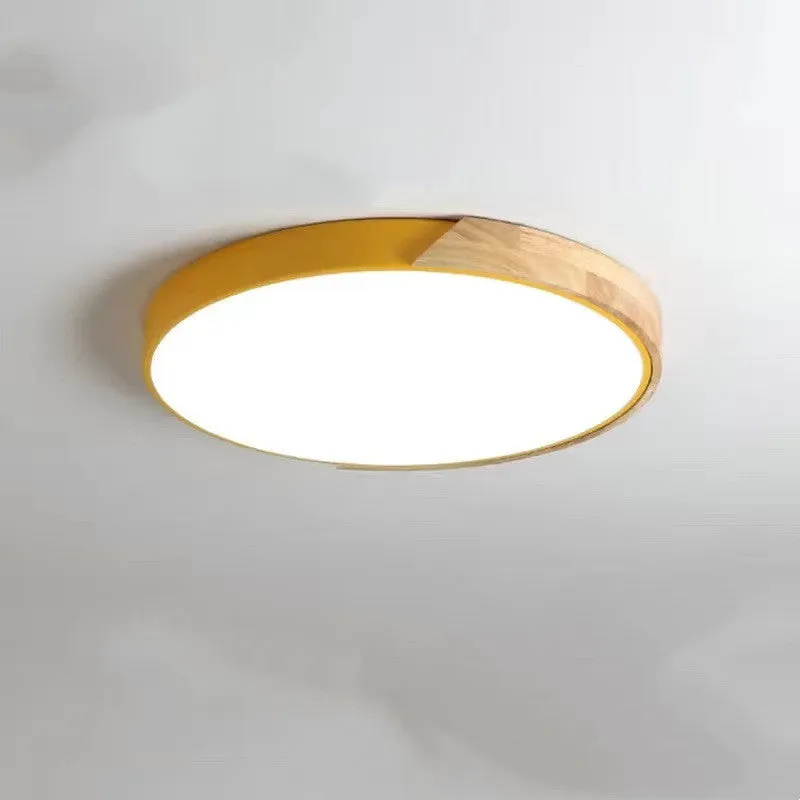 Modern minimalist ceiling lamp with white PVC lampshade and remote control for bedroom or living room
