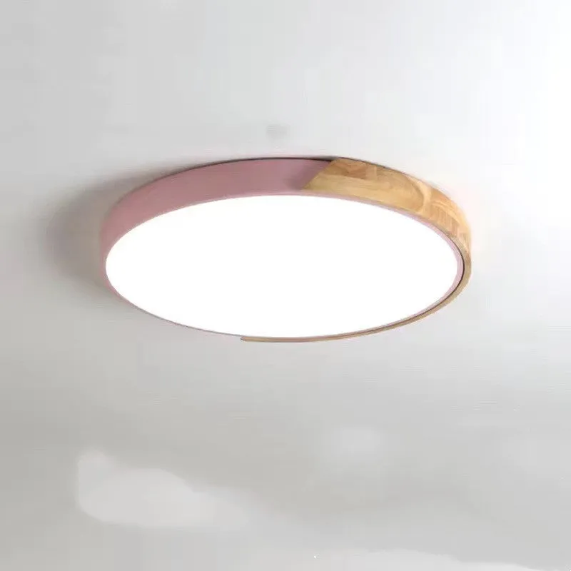 Modern minimalist ceiling lamp with white PVC lampshade and remote control for bedroom or living room