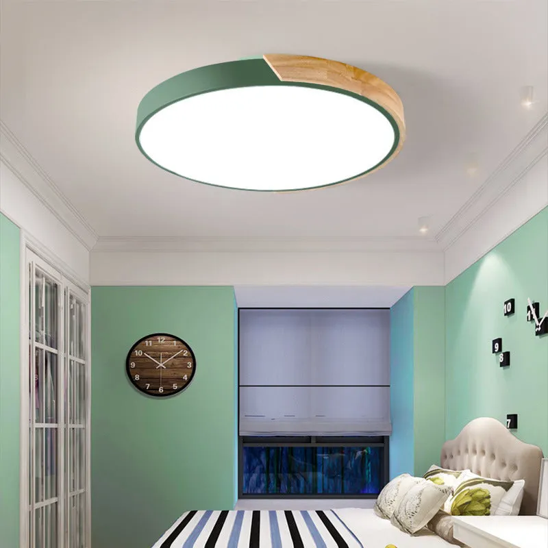 Modern minimalist ceiling lamp with white PVC lampshade and remote control for bedroom or living room